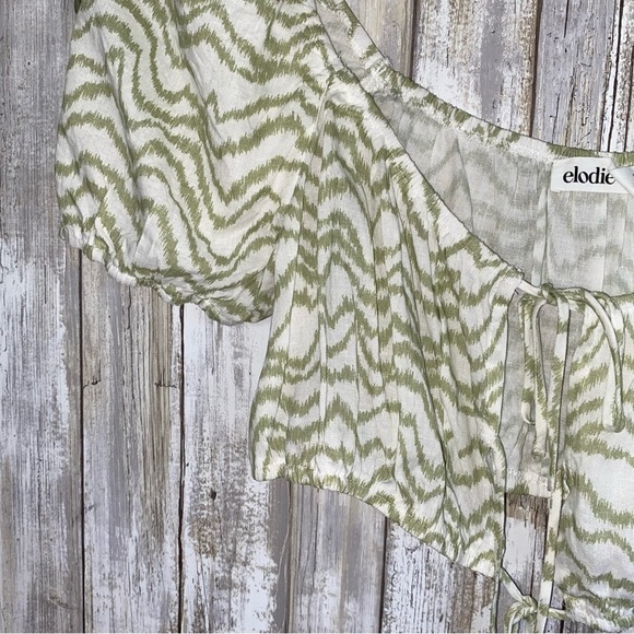 NWT Elodie Green & White Tie Crop - Picture 3 of 6